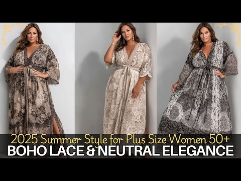 2025 Summer Style Guide for Plus Size Women Over 50 โ Boho Lace & Neutral Elegance