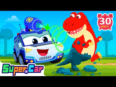 恐龍雕像之謎🦖 | 霸王龍與三角龍🦕 | 🚗超級汽車變身 | 🔊無敵超聲炮 | 車車兒歌 | 汽車卡通片 | 超級汽車