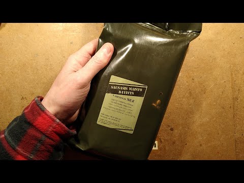 Taste testing an out of date Lithuanian MRE military ration. (minor explosion)