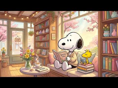 Snoopy's Cozy Spring Reading Nook 📚☕ Relaxing Jazz Music for Study, Focus & Peaceful Mornings