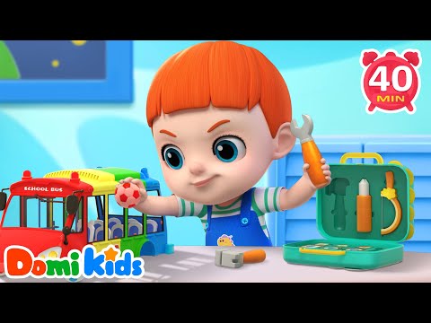 汽車受傷啦🚗💥 | 挖掘機修理🔧 | 警車救援 | 兒童動畫故事 | 寶貝多米