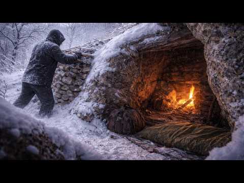 When the Blizzard Hit… | Alone in the Frozen Wilderness | Winter Camping, Nature ASMR