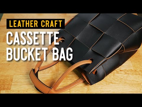 [leather craft]making a cassette bucket bag + PDF pattern