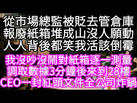 從市場總監被貶去管倉庫報廢紙箱堆成山沒人願動人人背後都笑我活該倒霉  我沒吵沒鬧對紙箱逐一測量調取數據3分鐘後來到28樓#心書時光 #為人處事 #生活經驗 #情感故事 #唯美频道 #爽文