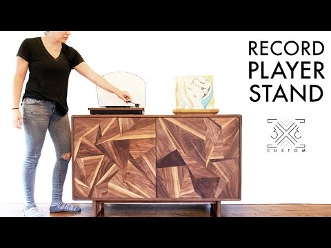 Geometric Veneer Record Player Stand - Wood Veneer WITHOUT a Vacuum Press