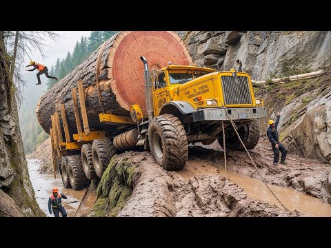 Most Dangerous Logging Truck & Tractor Skills | Fastest Chainsaw Cutting Machines #2