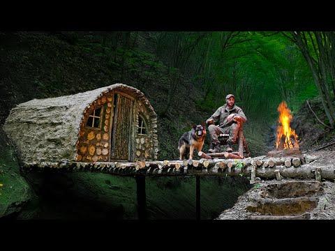 3 Days Alone in the Woods With My Dog | Building a Cozy Forest Shelter