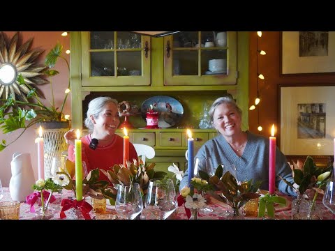 Charming Colorful Holiday Home Tour | winter garden table scape