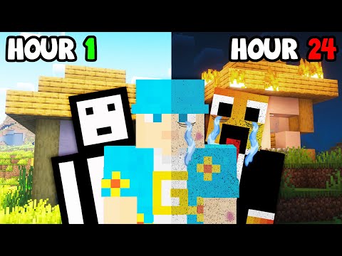 I Survived 24 HOURS in Minecraft TRIO EDITION! [FULL MOVIE]