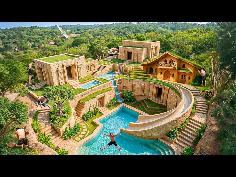 150 Days Building a Luxury Riverside Eco Villa with Multi-Level Pools Using Primitive Tools