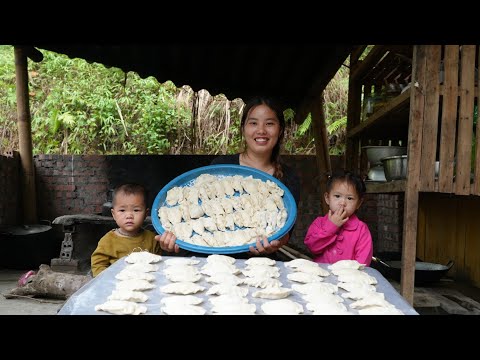 How to make Korean style shrimp and meat dumplings - take them to the market to sell with 2 children