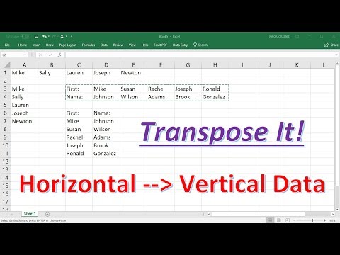 How To Convert Horizontal Data to Vertical Data Using The Transpose Function | Excel