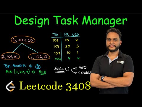 Design Task Manager | Leetcode 3408 | Hashmap + Heap