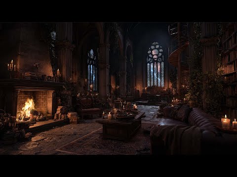 Historic Night Rain Ambience – Thunderstorm & Crackling Fire for Deep Sleep