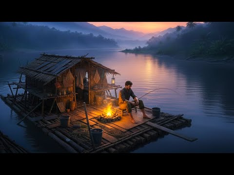 100 days of survival on the river, fishing, self-sufficient wild food, no internet, no phone