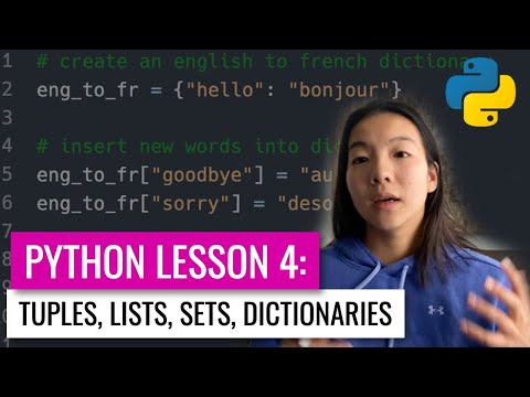 Lists, Tuples, Sets, Dictionaries | Python for Beginners Lesson 4 | Code with Kylie