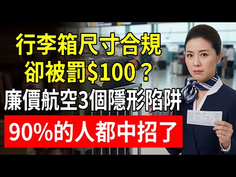 登機箱尺寸合規卻被罰$100？資深空姐揭秘：廉價航空3個隱形陷阱，90%的人都中招了！#登機箱尺寸 #行李超重 #廉價航空 #空姐揭秘 #琳姐