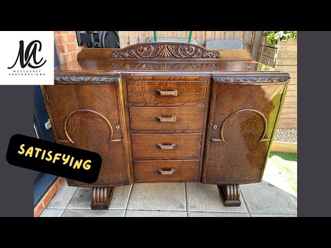 Refinishing an OLD WOOD Cabinet with Beautiful Grain Patterns and Carved Features