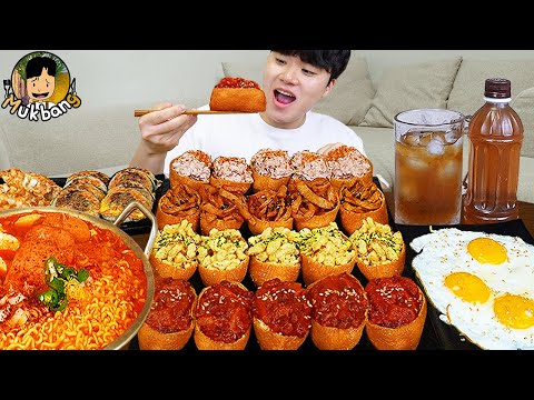 ASMR MUKBANG | fire noodle ramyeon, kimbap, kimchi recipe ! eating