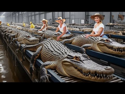 How millions of crocodiles are raised for meat and skins - Crocodile Farm Harvesting Technology