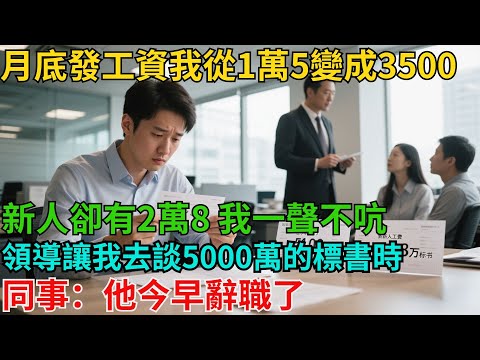 月底發工資我從1萬5變成3500，新人卻有2萬8，我一聲不吭，領導讓我去談5000萬的標書時，同事：他今早辭職了【非常物語】#職場故事#職場矛盾#職場人際關系#職場揭秘