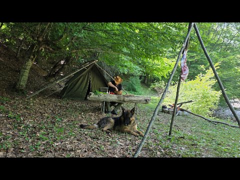Bushcraft Cooking and Tent Life – Primitive Meat Prep in the Woods