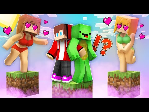 JJ and Mikey Love One Block Challenge with GIRLS in Minecraft - Maizen