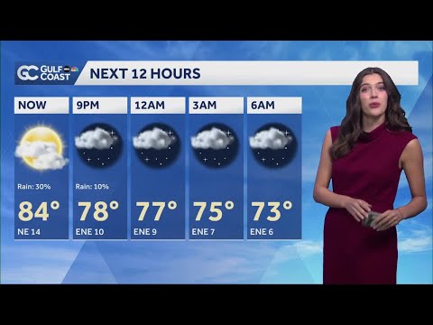 Warm night heading into the week on the Gulf Coast