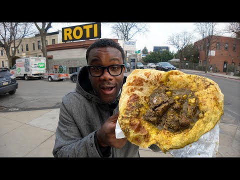 NYC’s BIGGEST Curry Goat Roti & LOBSTER Doubles 🇹🇹 | Trinidad Street Food