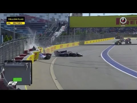 Formula 2 Crash Nikita Mazepin & Nobuharu Matsushita