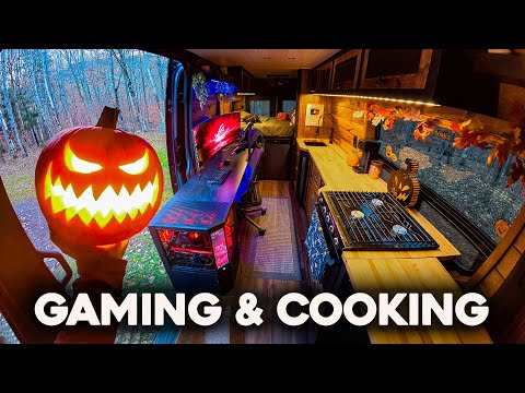 Cozy Fall Vanlife Gaming, Camping & Cooking