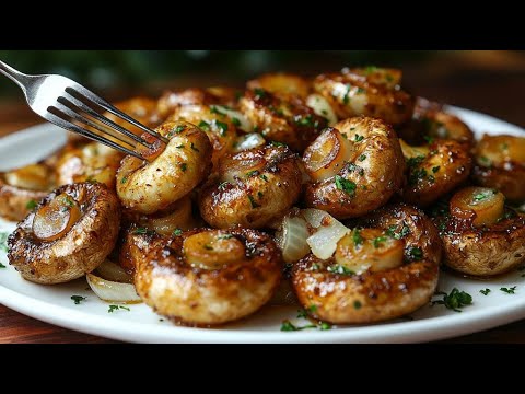 Mushrooms with garlic – tastier than meat!  The best pan-fried