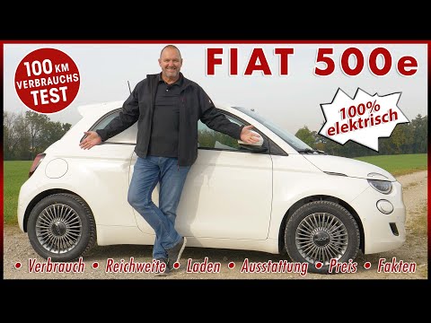2021 Fiat 500e (electric) 100 km consumption test | Battery range, charging, price, review (German)