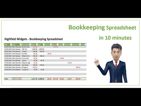 Create a Bookkeeping Spreadsheet in Excel in 10 minutes