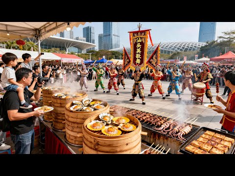 中國深圳2026跨年美食文化狂歡節,熱血英歌舞震撼全場!美食集市人山人海匯聚全國特色美食小吃,真是熱鬧非凡!