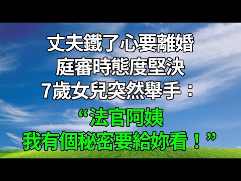 丈夫鐵了心要離婚，庭審時態度堅決，7歲女兒突然舉手：“法官阿姨，我有個秘密要給妳看！” 掏出錄音筆播放後，丈夫當場傻了，全場嘩然！#生活經驗 #人生感悟 #故事分享 #正能量 #為人處世  #打脸