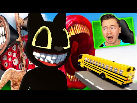 AUTOS vs CARTOON CAT, TRAIN EATER & SIREN HEAD! (Teardown #29)