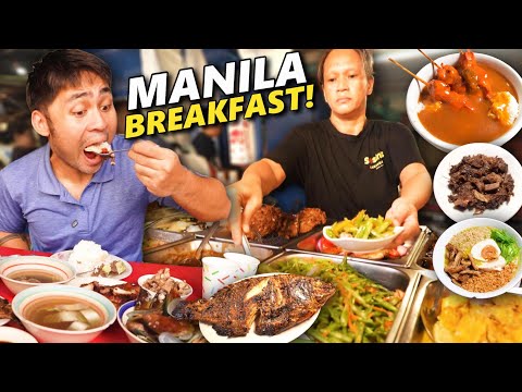 Filipino BREAKFAST Tour in MANILA! 5 Best Breakfast Spots in Manila! Tapsi, Goto, Pares & Liempo!