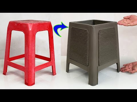 Extremely Unique Design From  Plastic Chairs Old  And Cement / Garden Decoration Ideas