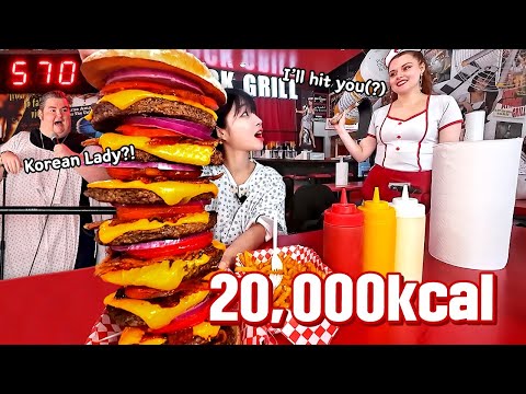 20000kcal Burger Challenge! Las Vegas Heart Attack Grill Octuple Bypass Burger Mukbang