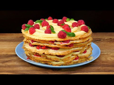 Incredibly delicious "Chopped" cake with raspberries and custard - we cook it at home step by step.