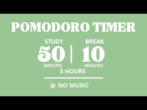 STUDY WITH ME FOR 3 HOURS  | 50 MINS STUDY / 10 MINS BREAK | NO MUSIC | WITH ALARMS