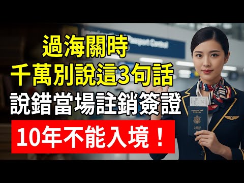 過海關時，千萬別說這3句話！說錯當場註銷簽證，10年不能入境！#過海關 #遣返 #出國探親 #旅遊簽證 #萬象知行 #李佳穎 #海關問話 #順利通關 #家長出國 #手機檢查
