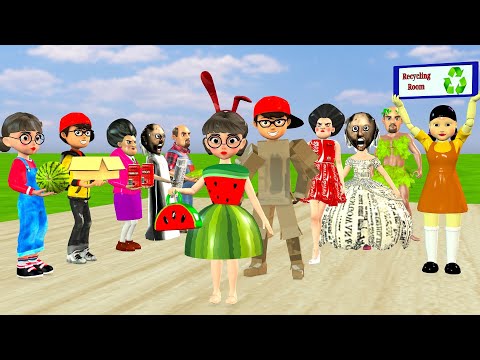 Scary Teacher 3D vs Squid Game Recycling Dress Making Nice and Error 5 Times Challenge
