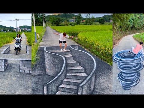 Amazing 3D Road Painting With Charcoal - Mind-Blowing Street Art