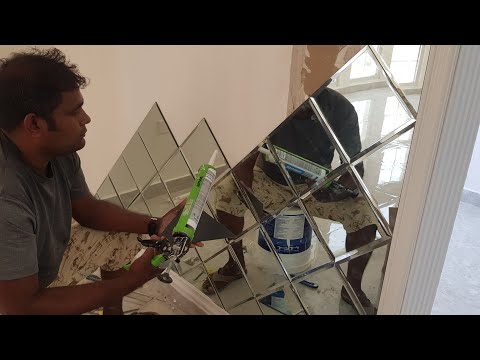 Installing Mirror Glass Panels on Walls|| Wall Mirror Glass Fitting Skills