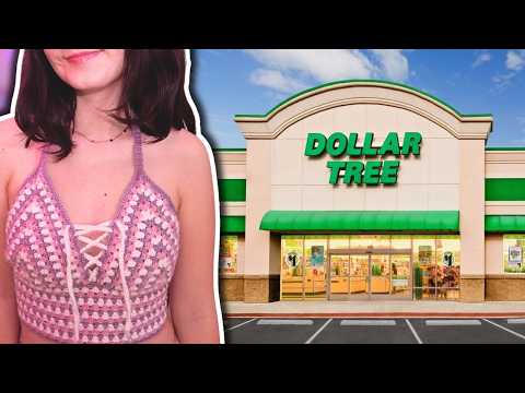 I crocheted a top using ONLY dollar store items