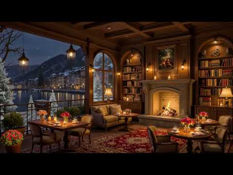 Smooth Winter Jazz Piano ☕ Cozy Coffee Shop Ambience with Warm Fireplace Sounds for Study, Work