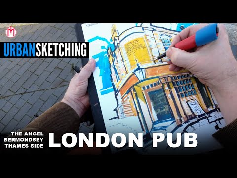 Sketching London Thames Side Pub -  Urban Sketching The Angel Pub Bermondsey