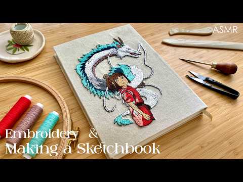 DIY Sketchbook and Emroidery ✂️ No Music + ASMR